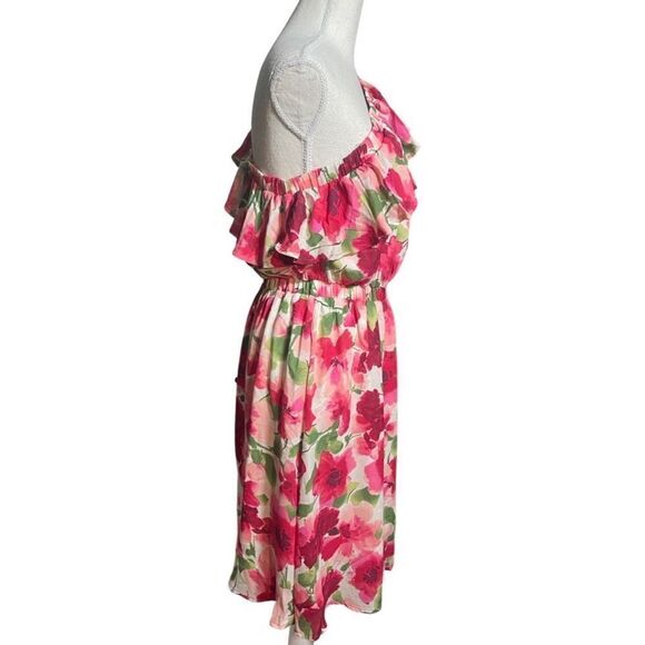 ANDREE BY UNIT One Shoulder Floral Dress, Ruffled Top, Knee length, NWT, Size M - Picture 6 of 7